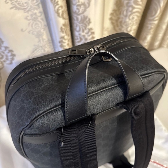 Gucci GG Supreme Black Canvas Leather Monogram Backpack 322069 NEW NWT 16x 12x 7 - Picture 7 of 16